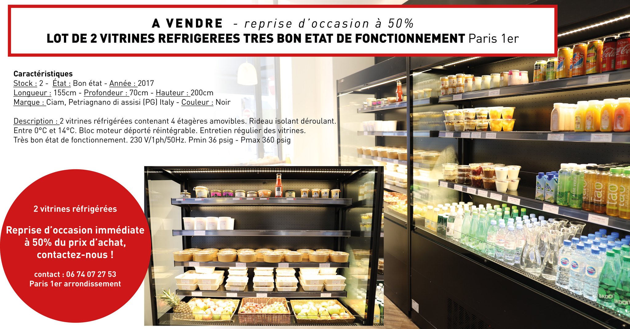 Reprise vitrine réfrigérée paris